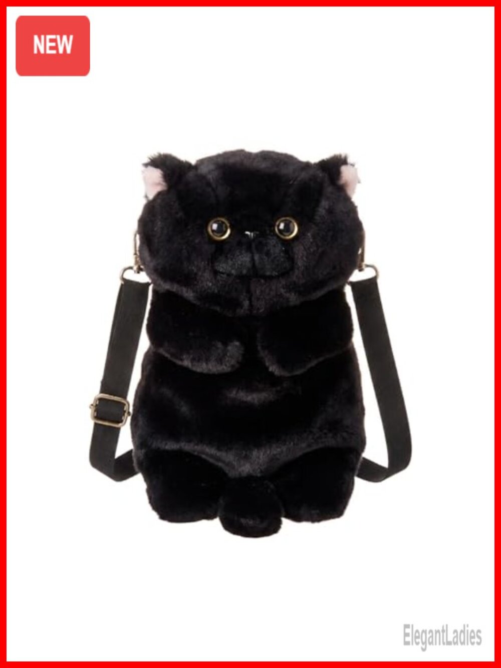 Handmade Plush Cat Crossbody Bag Cute Animal Print Messenger Purse